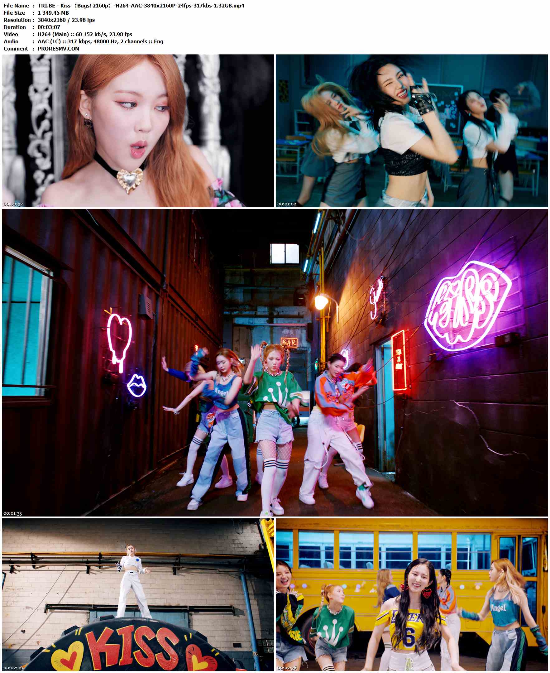 TRI.BE - Kiss （Bugs! 2160p）-H264-AAC-3840x2160P-24fps-317kbs-1.32GB官方MV_高清MV